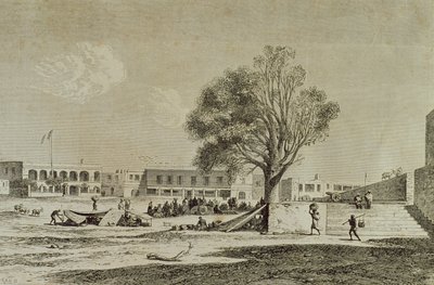 Goree-eiland, Senegal, in de jaren 1860, gegraveerd door Charles Maurand door French School